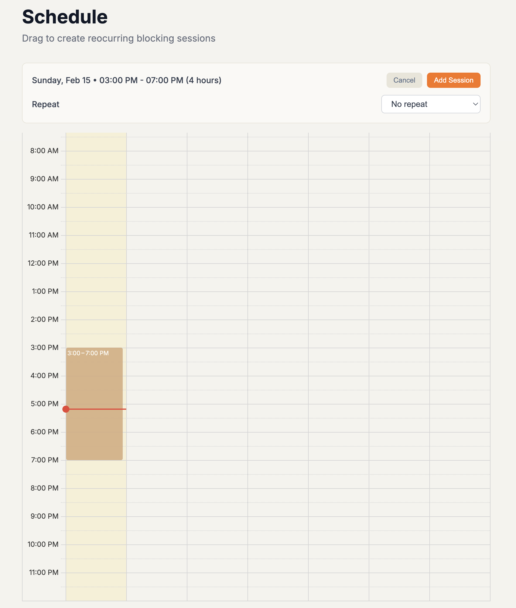 Derail recurring schedule grid